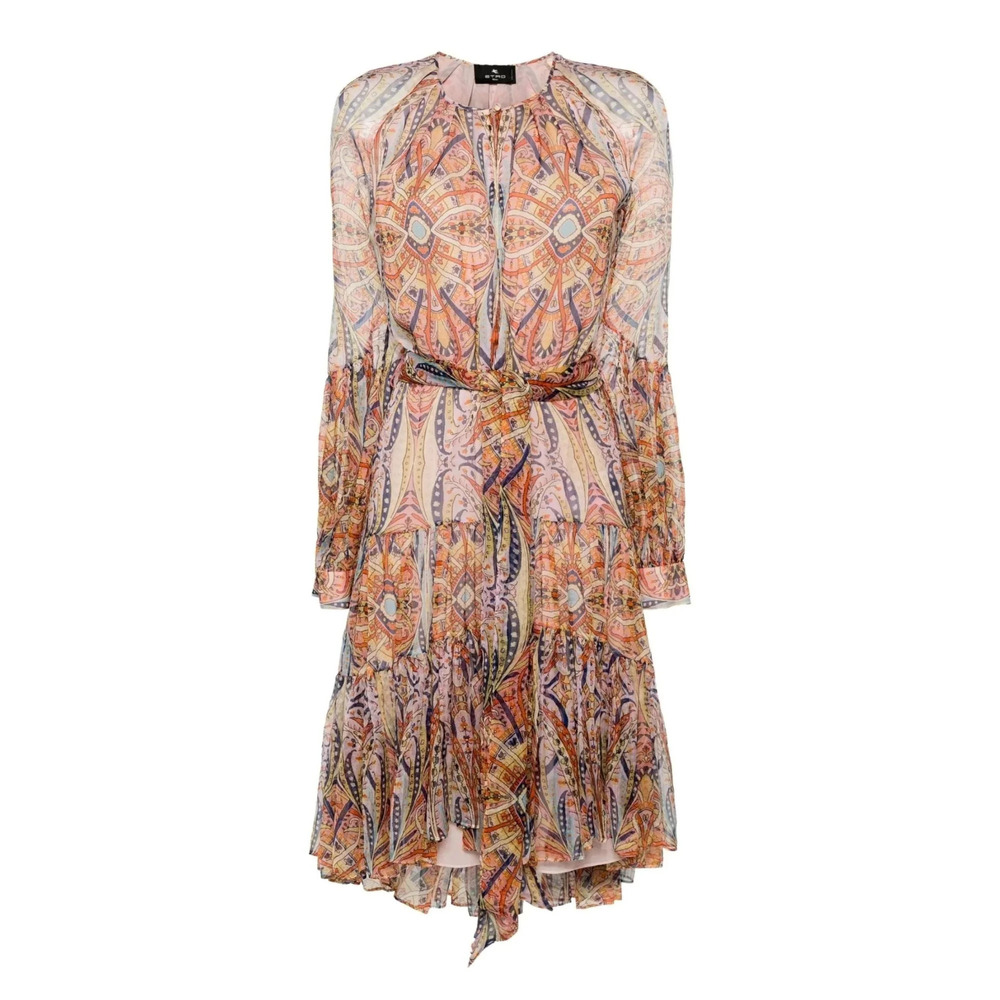 Etro - Silk Graphic Print Tiered Dress - FR 40